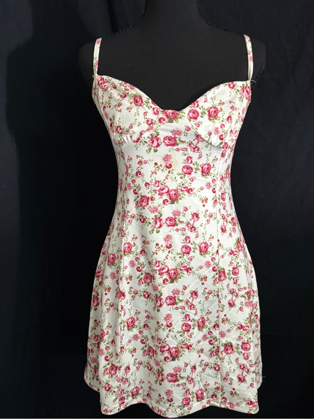 Sweetheart Floral Mini Dress in White and Pink